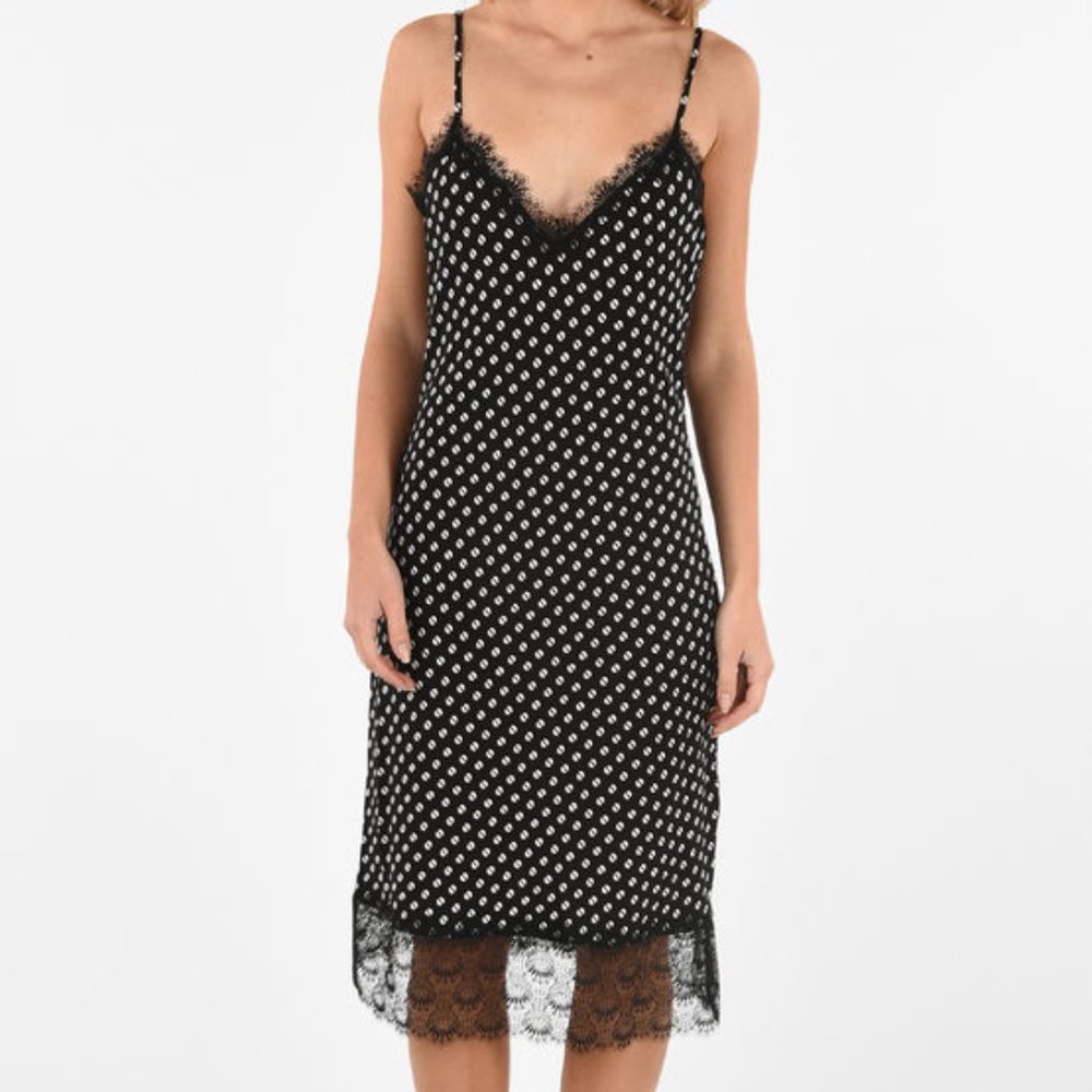 NWOT Michael Kors Lace-Trimmed Printed Stretch-Jersey Dress - Picture 5 of 10